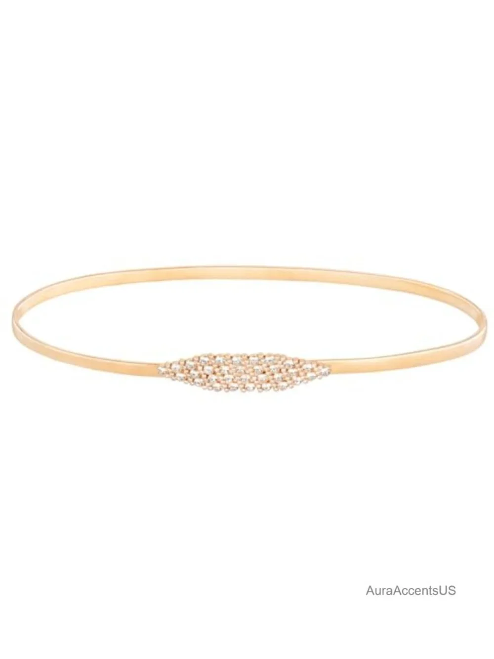 Skinny Metal Waist Belt Rhinestone Stretch Elastic Belt for Dress